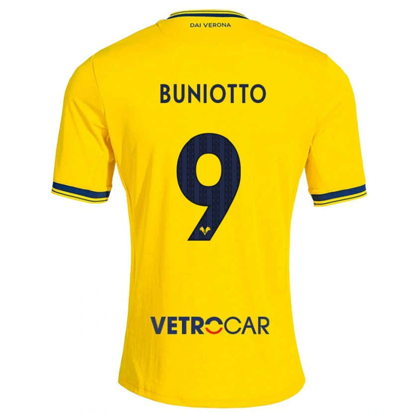 DanxenキッズMattia Buniotto#9イエロー レッドアウェイシャツ2026/27ジャージーユニフォーム