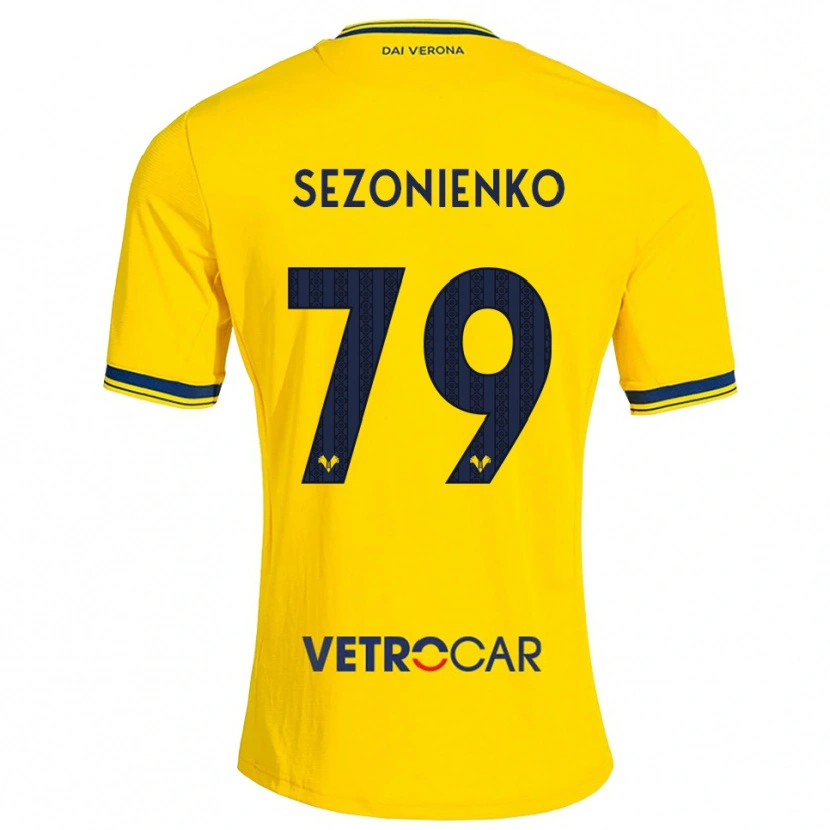 DanxenキッズKacper Sezonienko#79イエロー レッドアウェイシャツ2026/27ジャージーユニフォーム