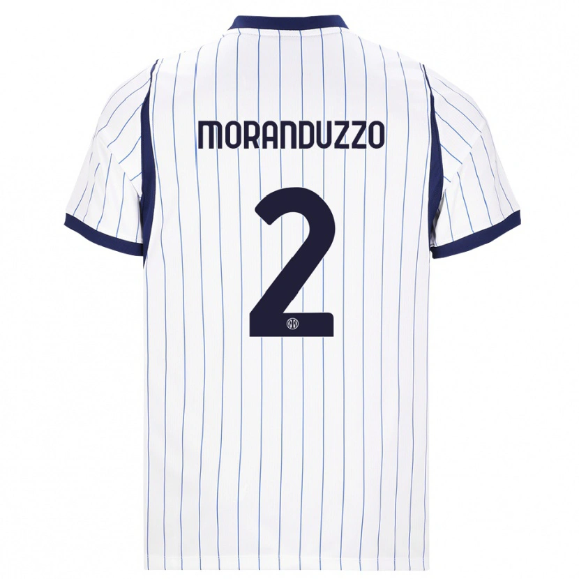 DanxenキッズNicolo Moranduzzo#2ホワイト ネイビーブルーアウェイシャツ2026/27ジャージーユニフォーム