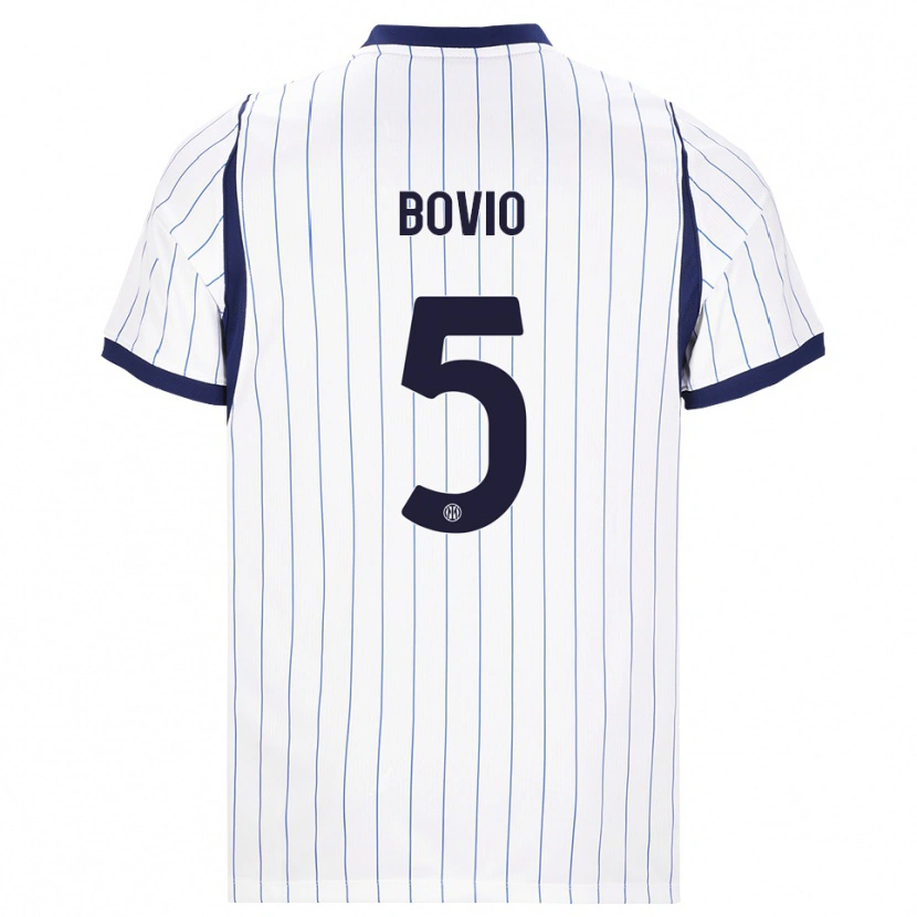 DanxenキッズLeonardo Bovio#5ホワイト ネイビーブルーアウェイシャツ2026/27ジャージーユニフォーム