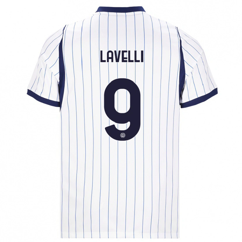 DanxenキッズMatteo Lavelli#9ホワイト ネイビーブルーアウェイシャツ2026/27ジャージーユニフォーム