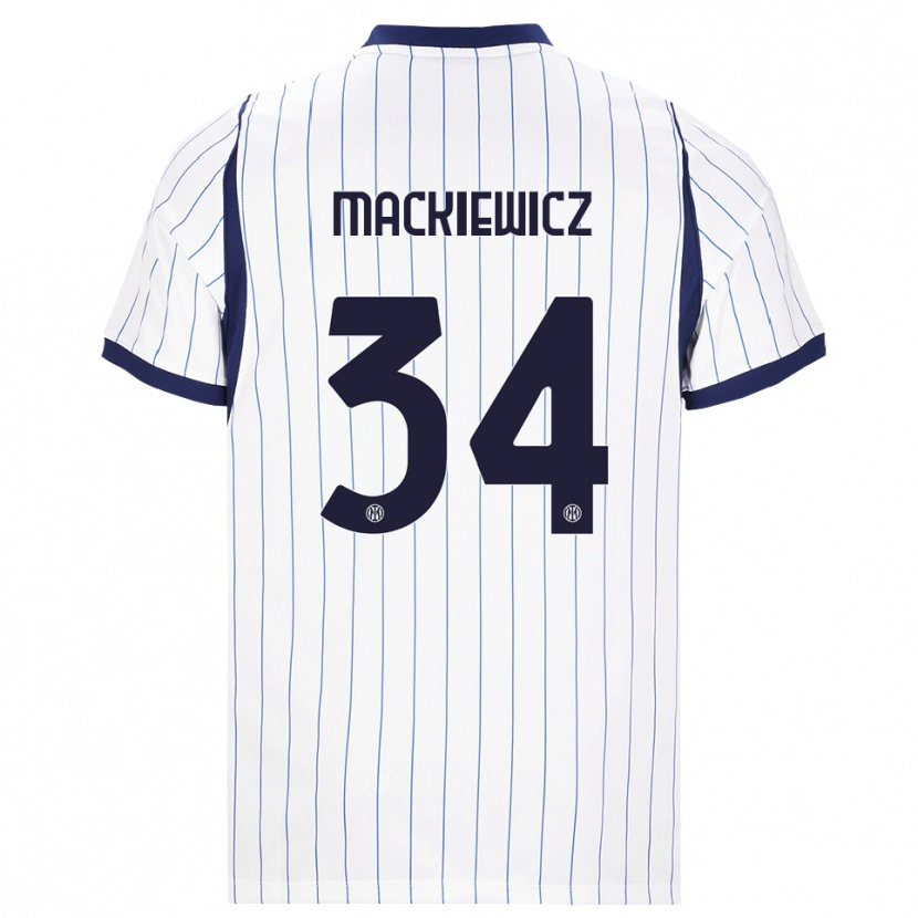 DanxenキッズPatryk Mackiewicz#34ホワイト ネイビーブルーアウェイシャツ2026/27ジャージーユニフォーム