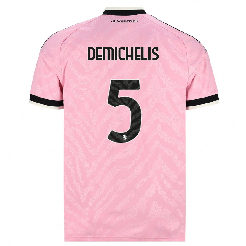 DanxenキッズEmanuele Demichelis#5ピンク ブラックアウェイシャツ2026/27ジャージーユニフォーム