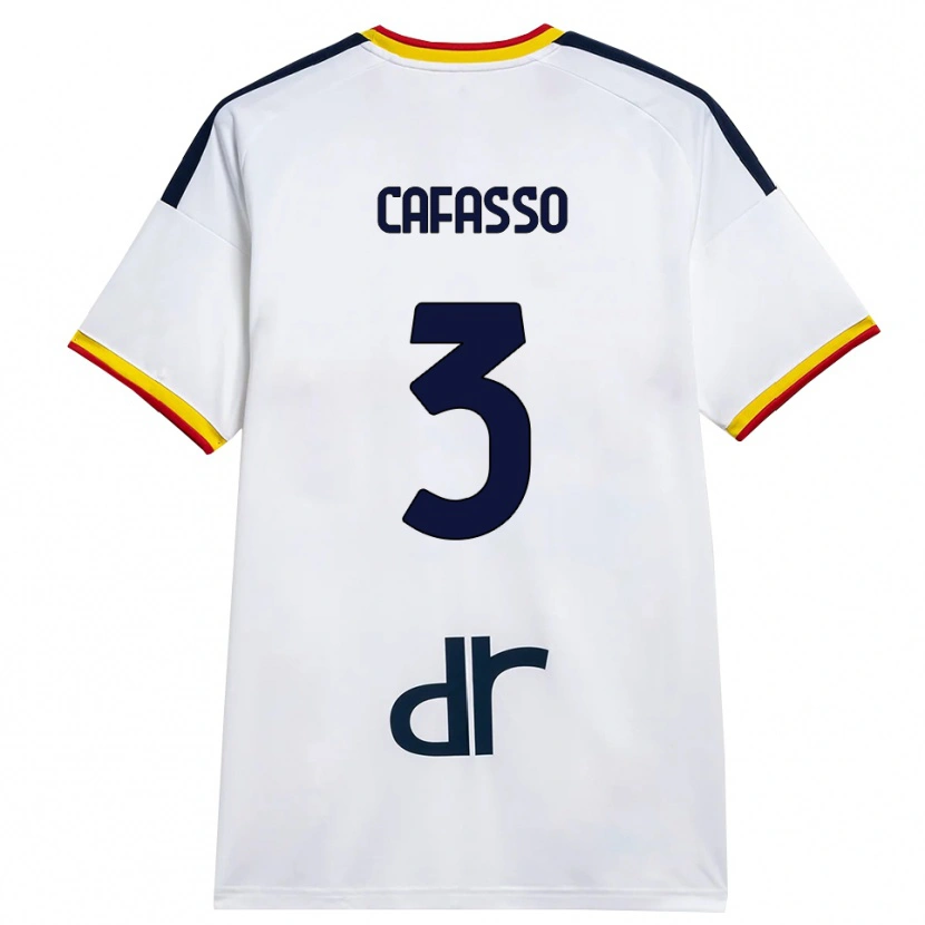 DanxenキッズGiuseppe Cafasso#3ホワイト イエロー レッドアウェイシャツ2026/27ジャージーユニフォーム