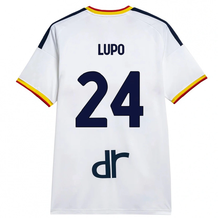 DanxenキッズChristian Lupo#24ホワイト イエロー レッドアウェイシャツ2026/27ジャージーユニフォーム
