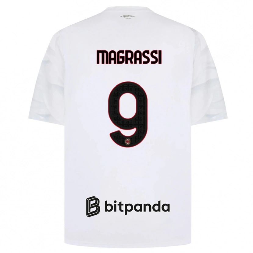 DanxenキッズAndrea Magrassi#9ホワイト レッド ブラックアウェイシャツ2026/27ジャージーユニフォーム