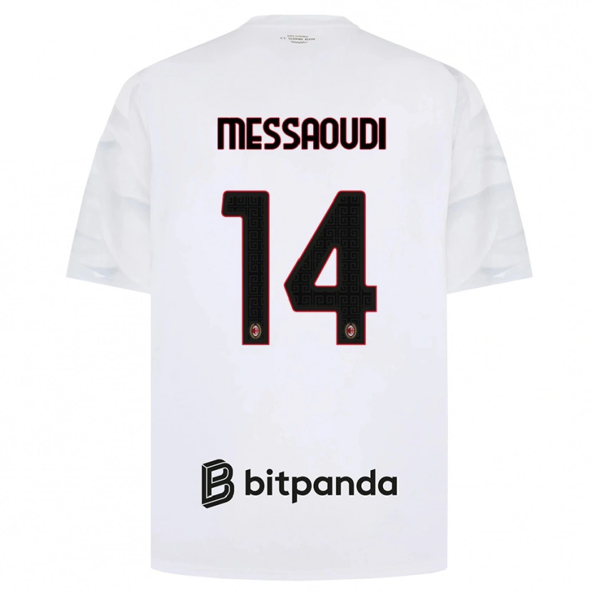 DanxenキッズYanis Messaoudi#14ホワイト レッド ブラックアウェイシャツ2026/27ジャージーユニフォーム