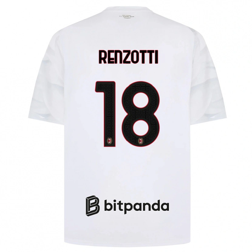 DanxenキッズMonica Renzotti#18ホワイト レッド ブラックアウェイシャツ2026/27ジャージーユニフォーム