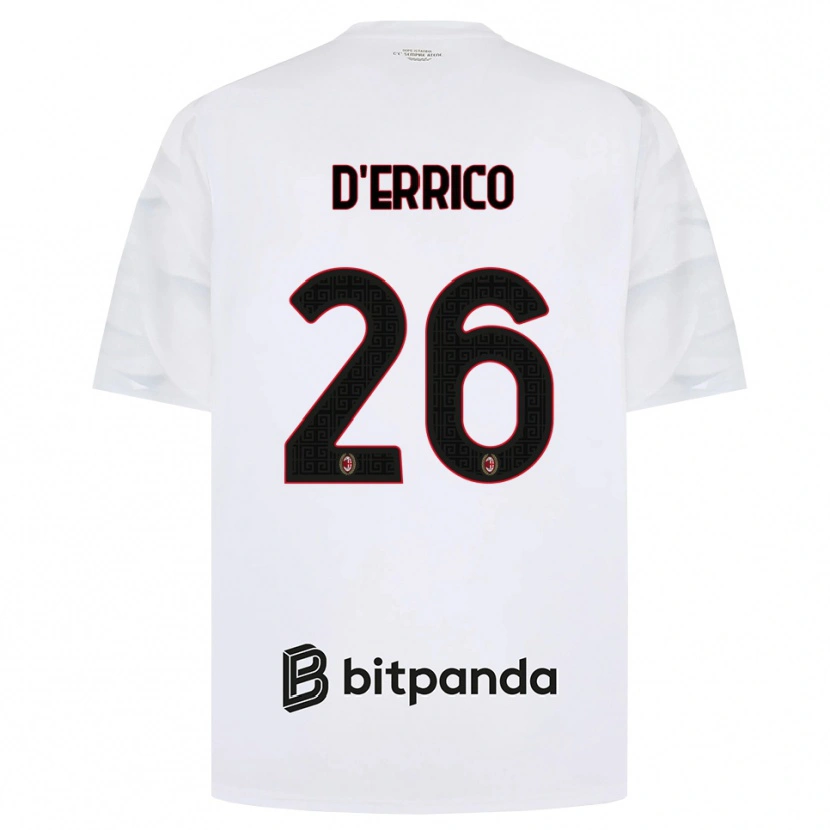DanxenキッズLeonardo D'errico#26ホワイト レッド ブラックアウェイシャツ2026/27ジャージーユニフォーム