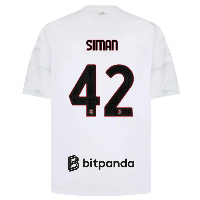 Danxenキッズアレクサンドル・シマン#42ホワイト レッド ブラックアウェイシャツ2026/27ジャージーユニフォーム