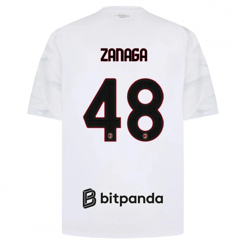 DanxenキッズEdoardo Zanaga#48ホワイト レッド ブラックアウェイシャツ2026/27ジャージーユニフォーム