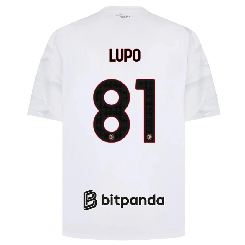 DanxenキッズSimone Lupo#81ホワイト レッド ブラックアウェイシャツ2026/27ジャージーユニフォーム