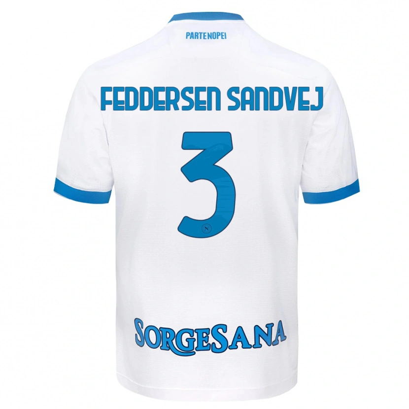 DanxenキッズCecilie Feddersen Sandvej#3ホワイト スカイブルーアウェイシャツ2026/27ジャージーユニフォーム