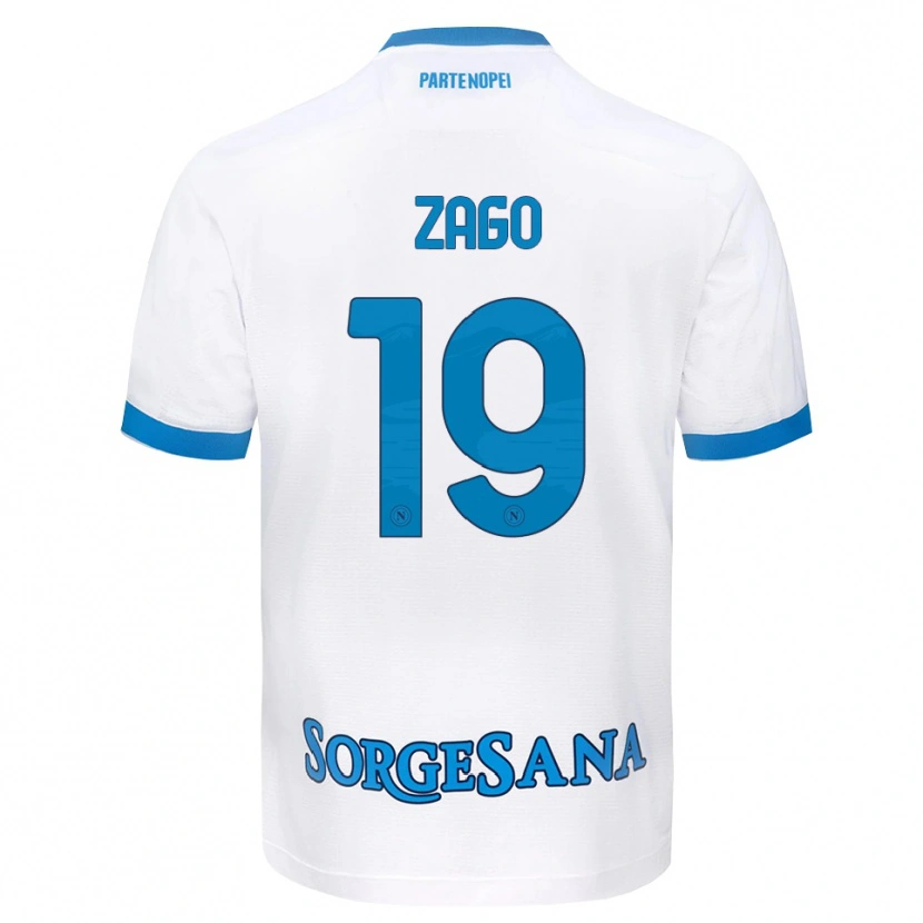 DanxenキッズGabriele Zago#19ホワイト スカイブルーアウェイシャツ2026/27ジャージーユニフォーム