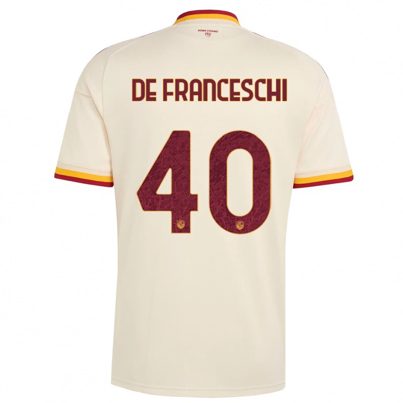 Danxenキッズレオナルド・デ・フランチェスキ#40シャンパン レッド イエローアウェイシャツ2026/27ジャージーユニフォーム