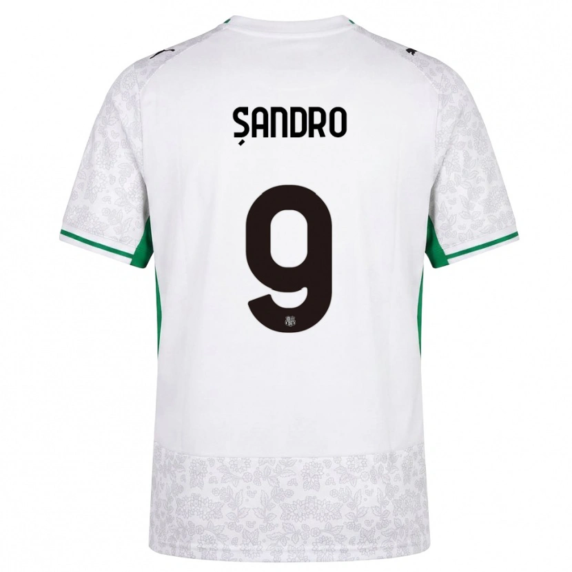 DanxenキッズDenis Șandro#9ホワイト ブラック グリーンアウェイシャツ2026/27ジャージーユニフォーム