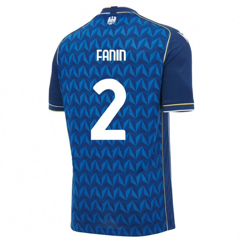 DanxenキッズAlessandro Fanin#2ロイヤルブルー ホワイト ブルーアウェイシャツ2026/27ジャージーユニフォーム