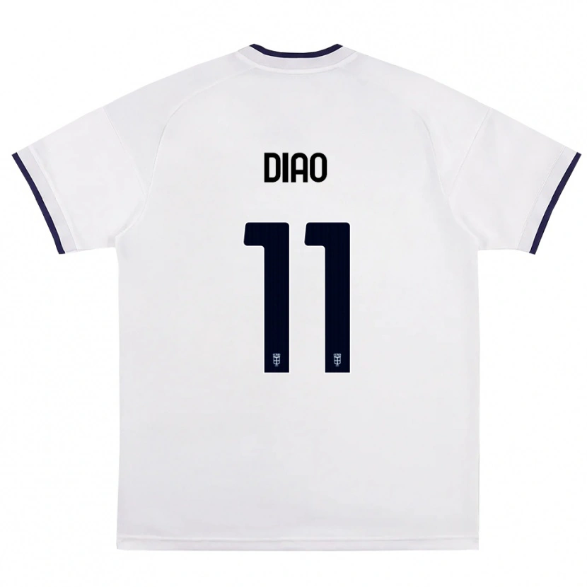 Danxenキッズアサン・ディアオ#11ホワイト レッド ロイヤルブルーアウェイシャツ2026/27ジャージーユニフォーム