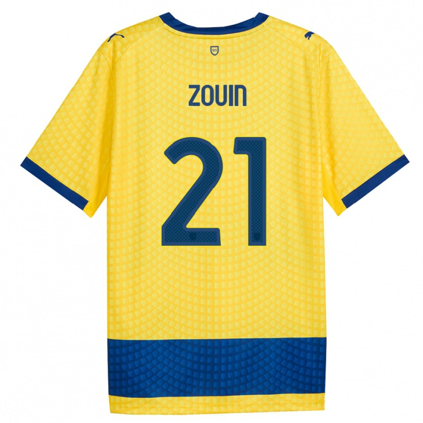 DanxenキッズAymen Zouin#21イエロー ブルー ブラックアウェイシャツ2026/27ジャージーユニフォーム