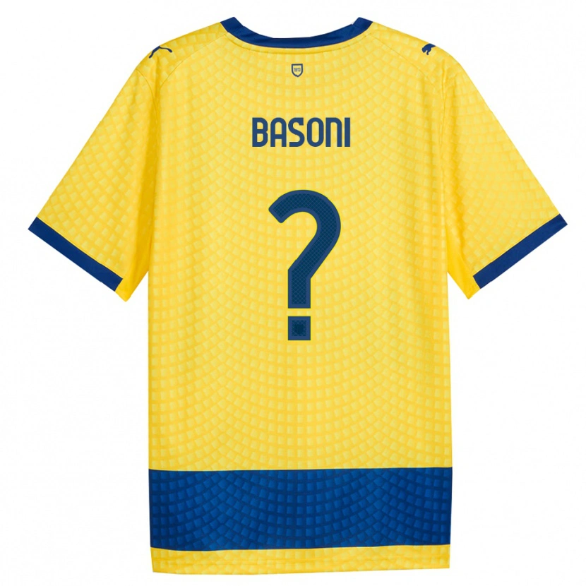 DanxenキッズTommaso Basoni#0イエロー ブルー ブラックアウェイシャツ2026/27ジャージーユニフォーム