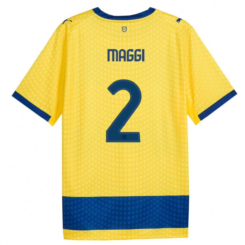DanxenキッズJacopo Maggi#2イエロー ブルー ブラックアウェイシャツ2026/27ジャージーユニフォーム
