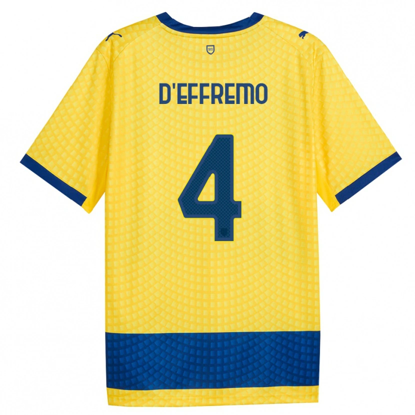 DanxenキッズDario D'effremo#4イエロー ブルー ブラックアウェイシャツ2026/27ジャージーユニフォーム