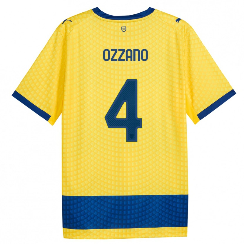 DanxenキッズRoberto Ozzano#4イエロー ブルー ブラックアウェイシャツ2026/27ジャージーユニフォーム