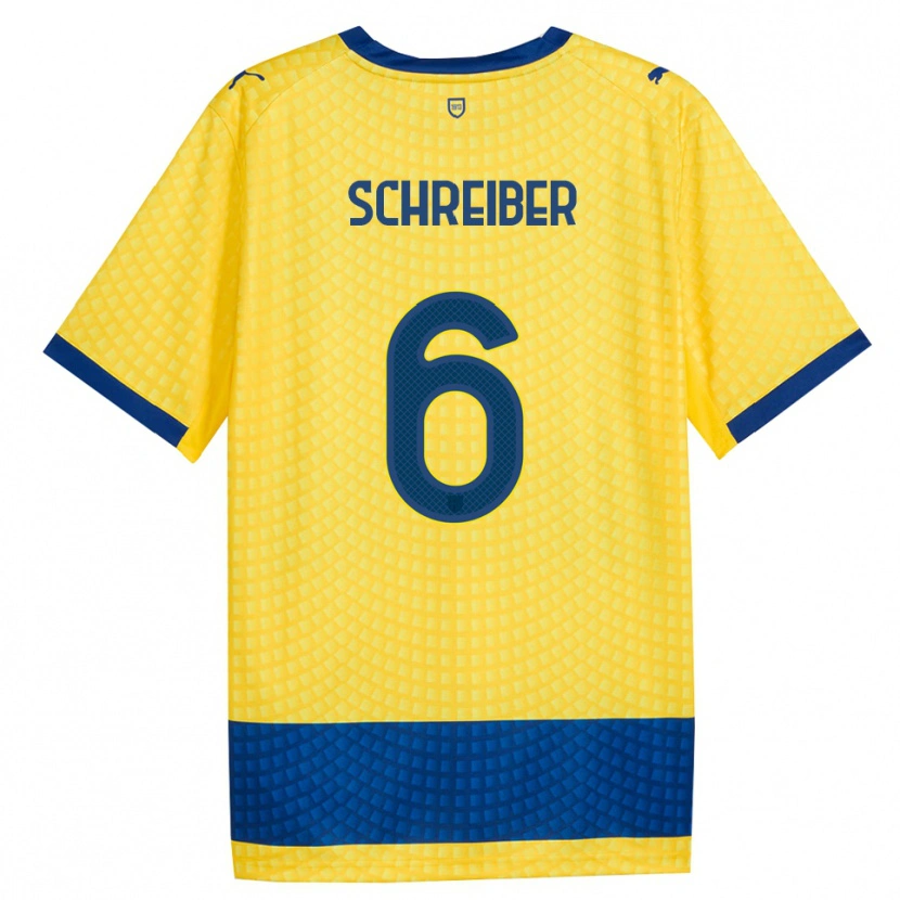 DanxenキッズFabio Schreiber#6イエロー ブルー ブラックアウェイシャツ2026/27ジャージーユニフォーム