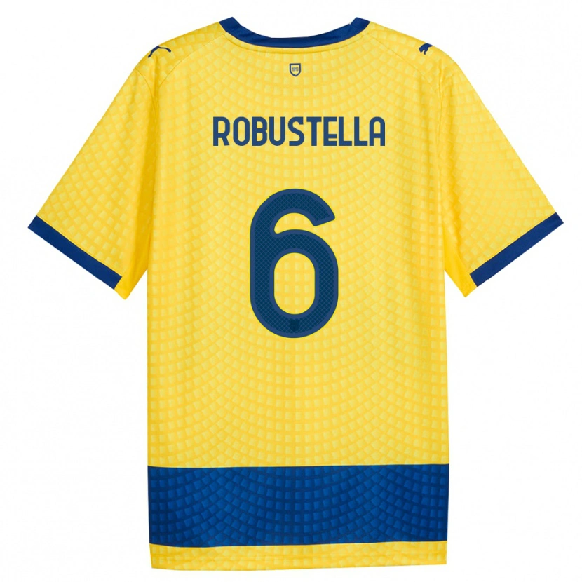 DanxenキッズDaniele Robustella#6イエロー ブルー ブラックアウェイシャツ2026/27ジャージーユニフォーム