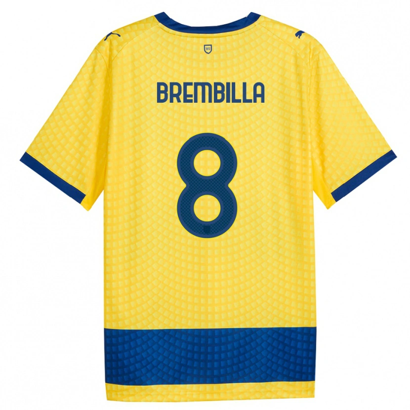DanxenキッズCristiano Brembilla#8イエロー ブルー ブラックアウェイシャツ2026/27ジャージーユニフォーム