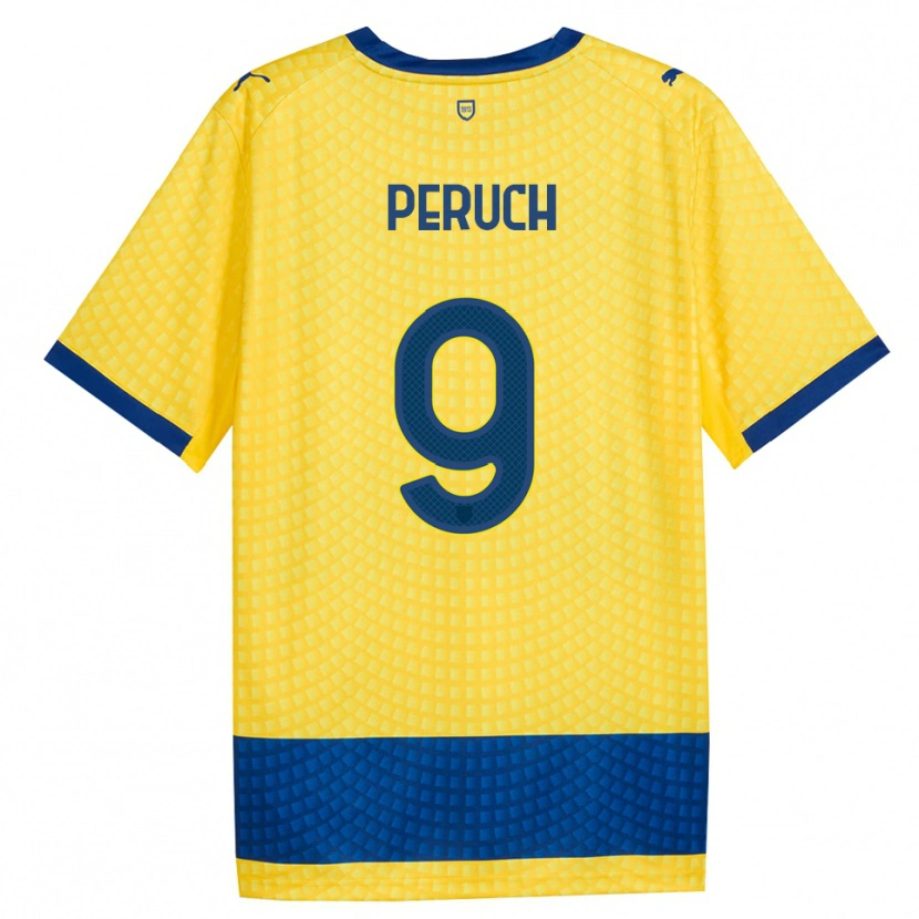 DanxenキッズPietro Peruch#9イエロー ブルー ブラックアウェイシャツ2026/27ジャージーユニフォーム