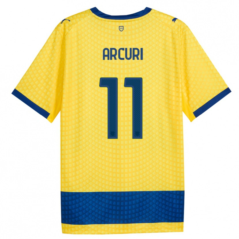 DanxenキッズFrancesco Arcuri#11イエロー ブルー ブラックアウェイシャツ2026/27ジャージーユニフォーム