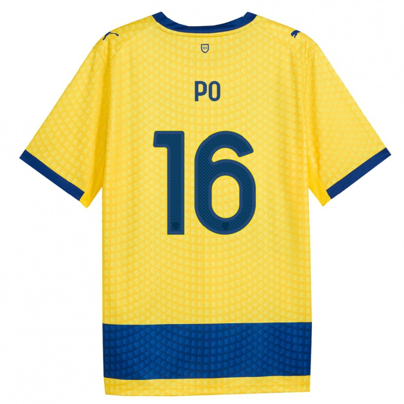 DanxenキッズFederico Po#16イエロー ブルー ブラックアウェイシャツ2026/27ジャージーユニフォーム
