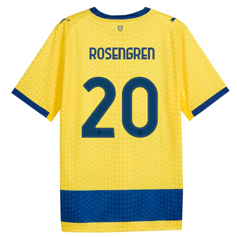 Danxenキッズルーカス・ローゼングレン#20イエロー ブルー ブラックアウェイシャツ2026/27ジャージーユニフォーム