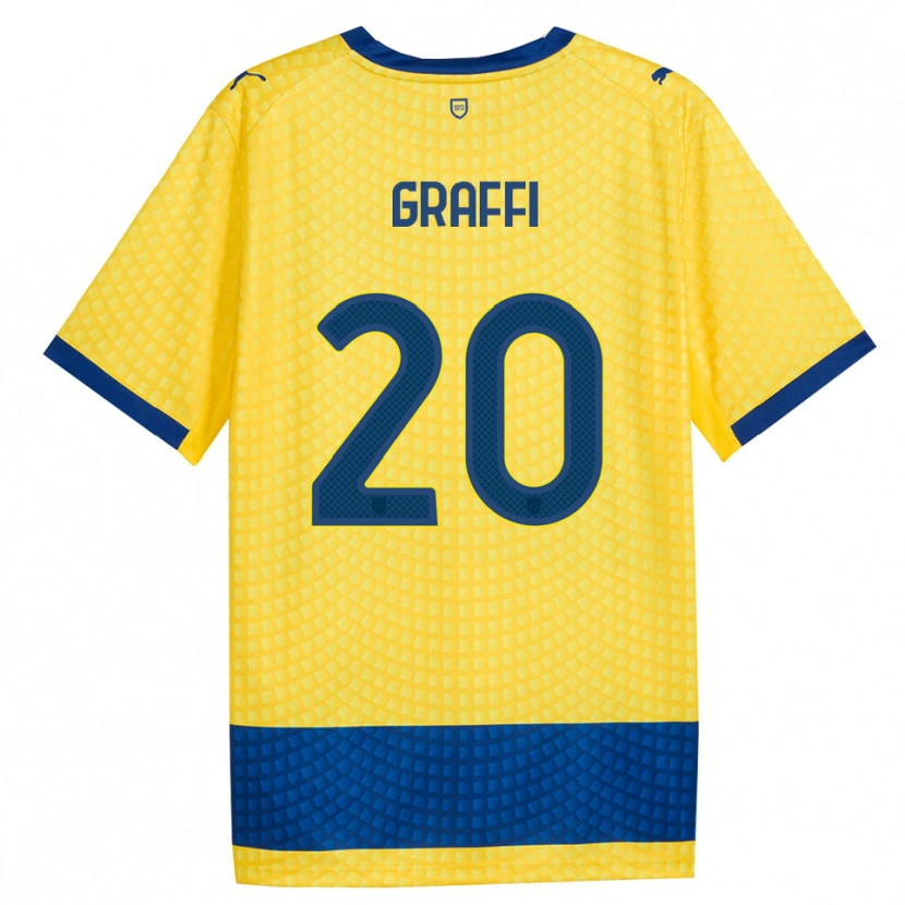 DanxenキッズJacopo Graffi#20イエロー ブルー ブラックアウェイシャツ2026/27ジャージーユニフォーム
