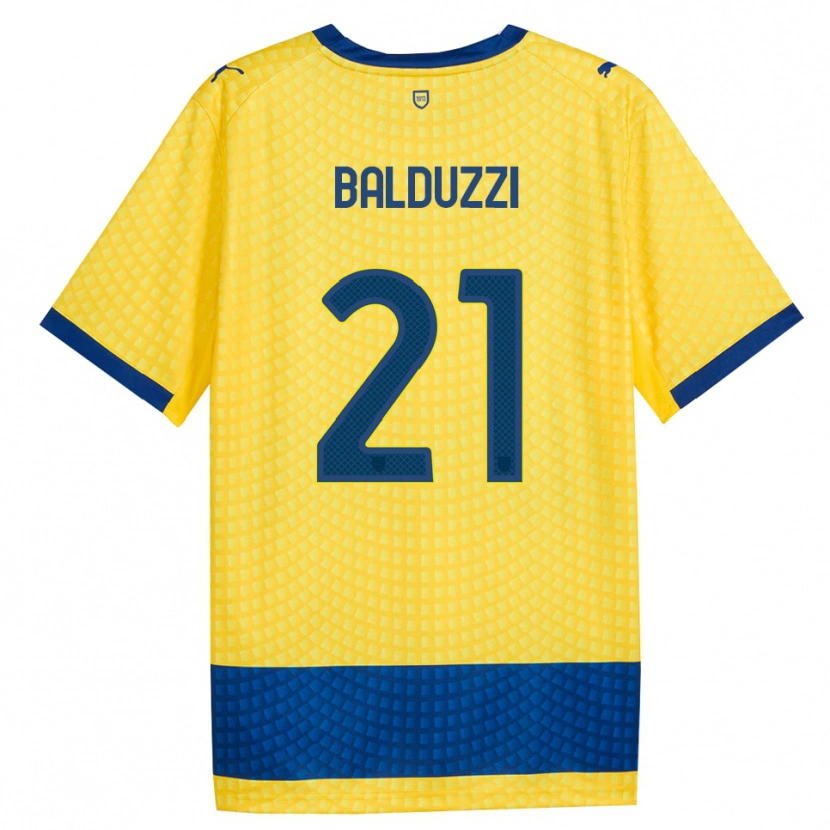 DanxenキッズDavide Balduzzi#21イエロー ブルー ブラックアウェイシャツ2026/27ジャージーユニフォーム