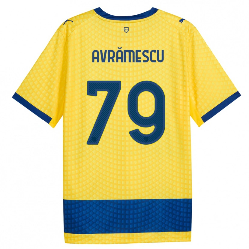 DanxenキッズIanis Avrămescu#79イエロー ブルー ブラックアウェイシャツ2026/27ジャージーユニフォーム