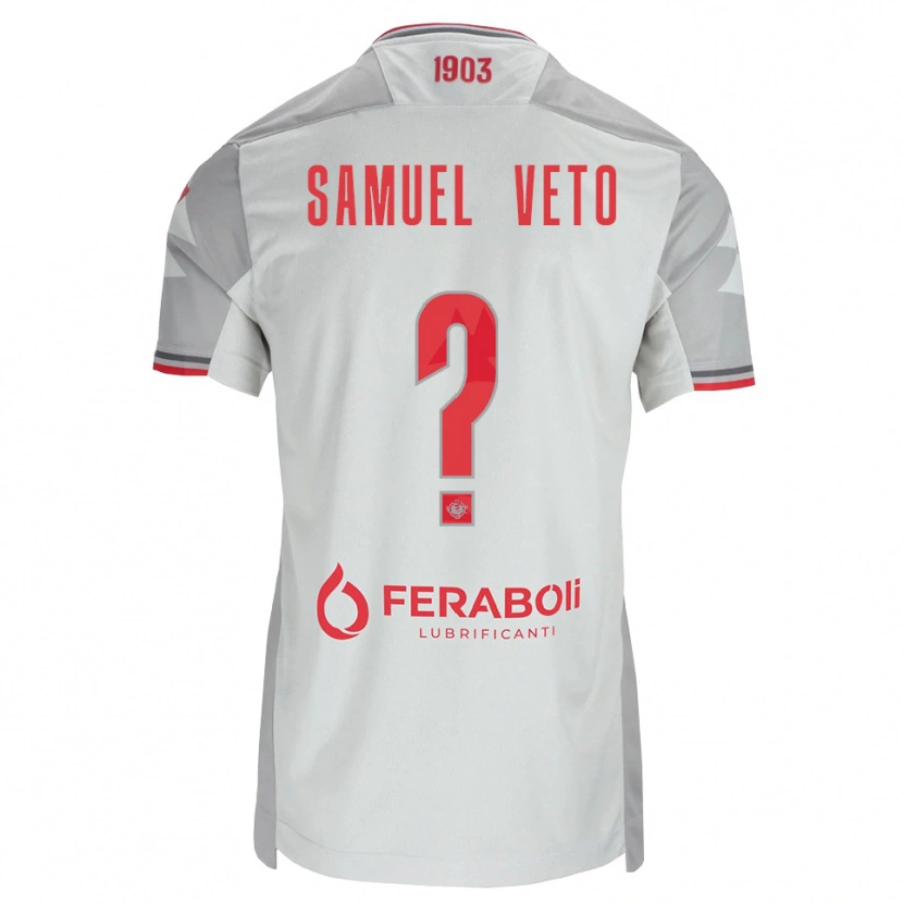 DanxenキッズDjoloelie Samuel Veto#0グレー ホワイト レッドアウェイシャツ2026/27ジャージーユニフォーム