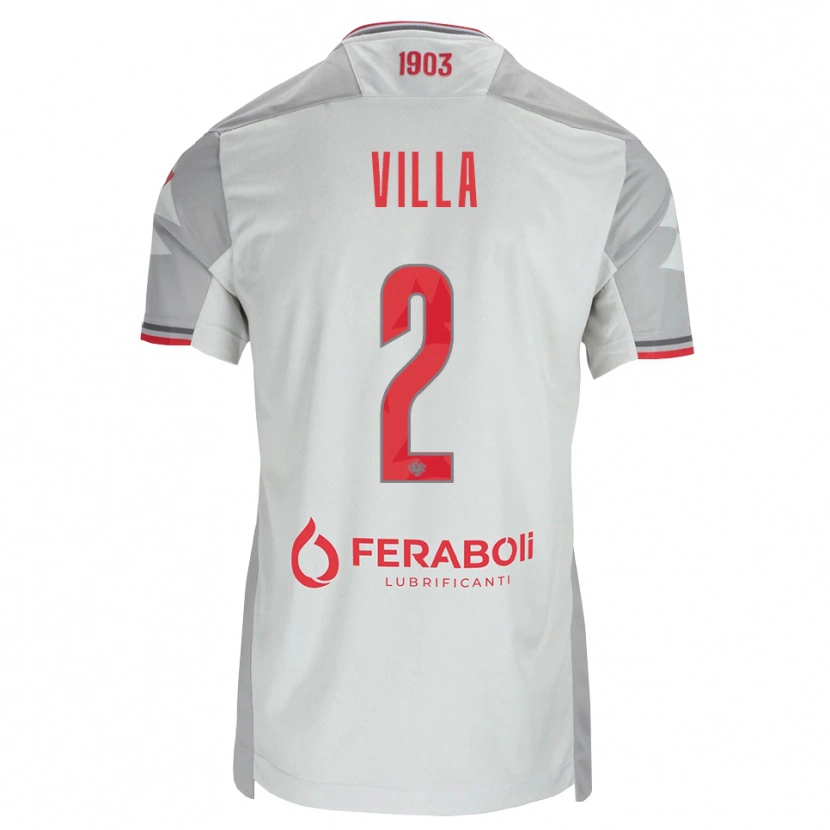 DanxenキッズRiccardo Villa#2グレー ホワイト レッドアウェイシャツ2026/27ジャージーユニフォーム