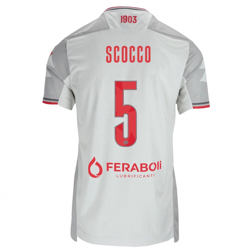 DanxenキッズLionel Scocco#5グレー ホワイト レッドアウェイシャツ2026/27ジャージーユニフォーム