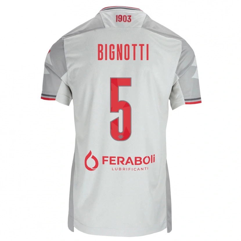 DanxenキッズFrancesco Bignotti#5グレー ホワイト レッドアウェイシャツ2026/27ジャージーユニフォーム