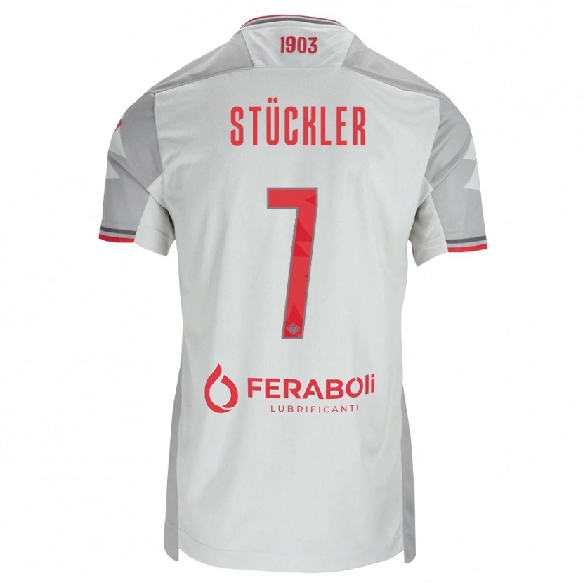 DanxenキッズDavid Stückler#7グレー ホワイト レッドアウェイシャツ2026/27ジャージーユニフォーム