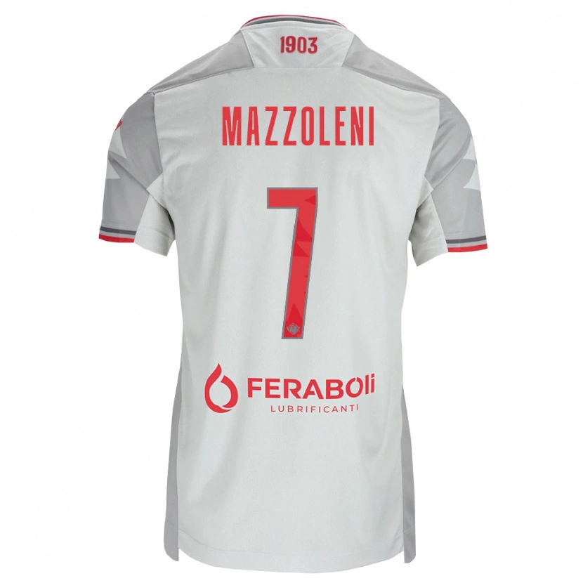 DanxenキッズAndrea Mazzoleni#7グレー ホワイト レッドアウェイシャツ2026/27ジャージーユニフォーム