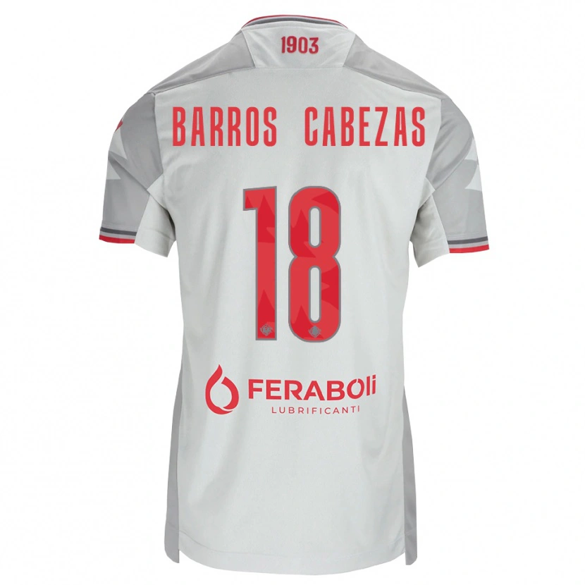 DanxenキッズRonie Barros Cabezas#18グレー ホワイト レッドアウェイシャツ2026/27ジャージーユニフォーム