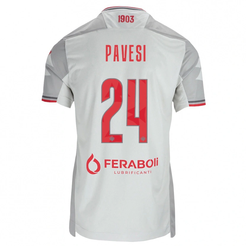 DanxenキッズDavide Pavesi#24グレー ホワイト レッドアウェイシャツ2026/27ジャージーユニフォーム