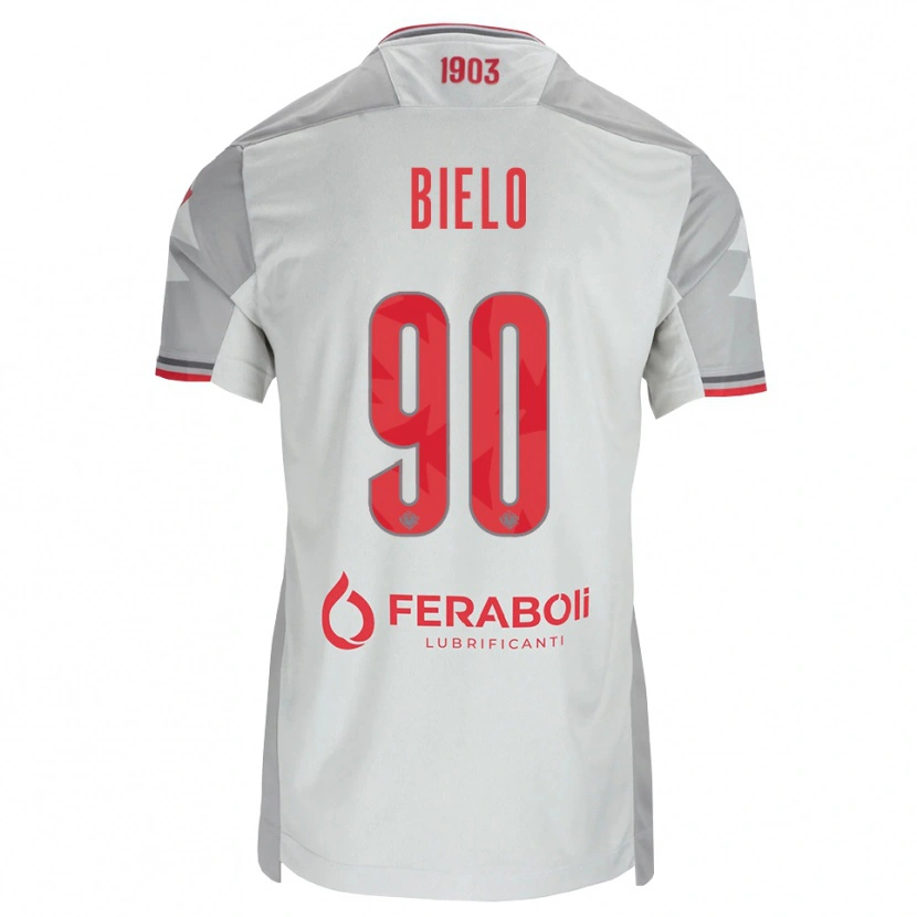 DanxenキッズManu Bielo#90グレー ホワイト レッドアウェイシャツ2026/27ジャージーユニフォーム