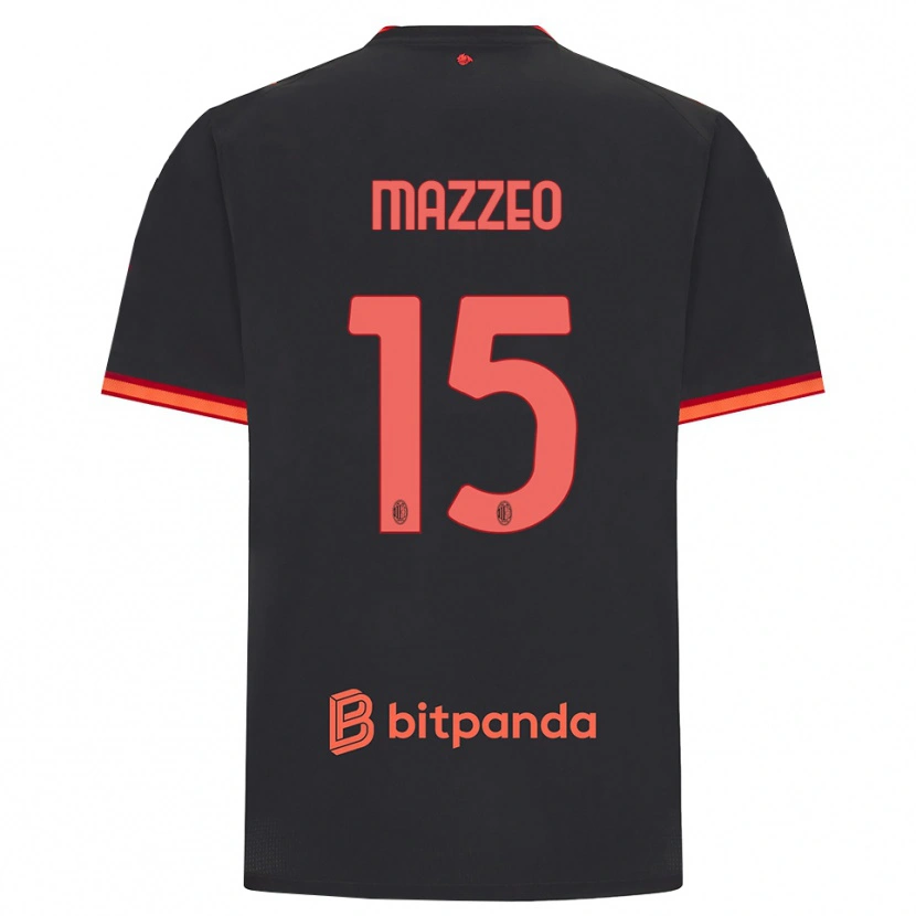 DanxenキッズKevin Mazzeo#15ブラック レッドサードユニフォームシャツ2026/27ジャージーユニフォーム