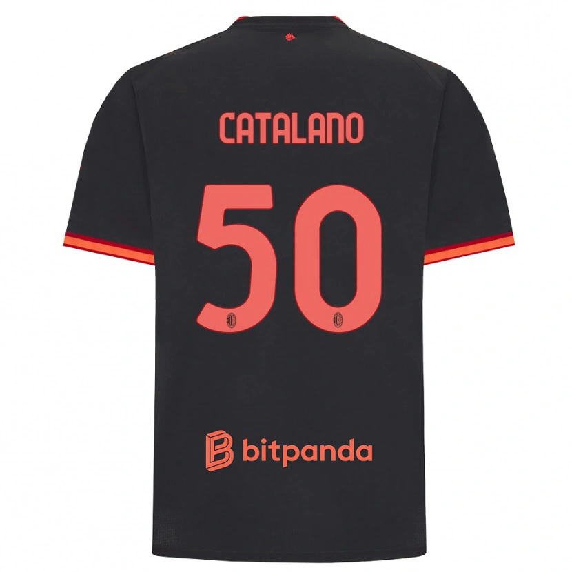 DanxenキッズAlessio Catalano#50ブラック レッドサードユニフォームシャツ2026/27ジャージーユニフォーム