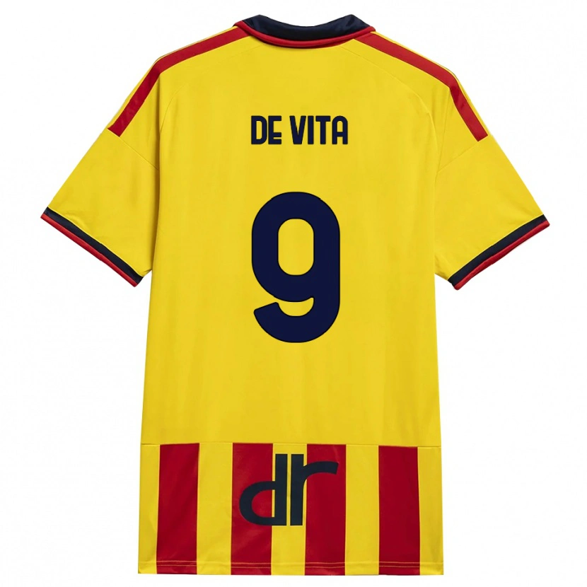 DanxenメンズMattia De Vita#9イエロー レッドホームシャツ2026/27ジャージーユニフォーム