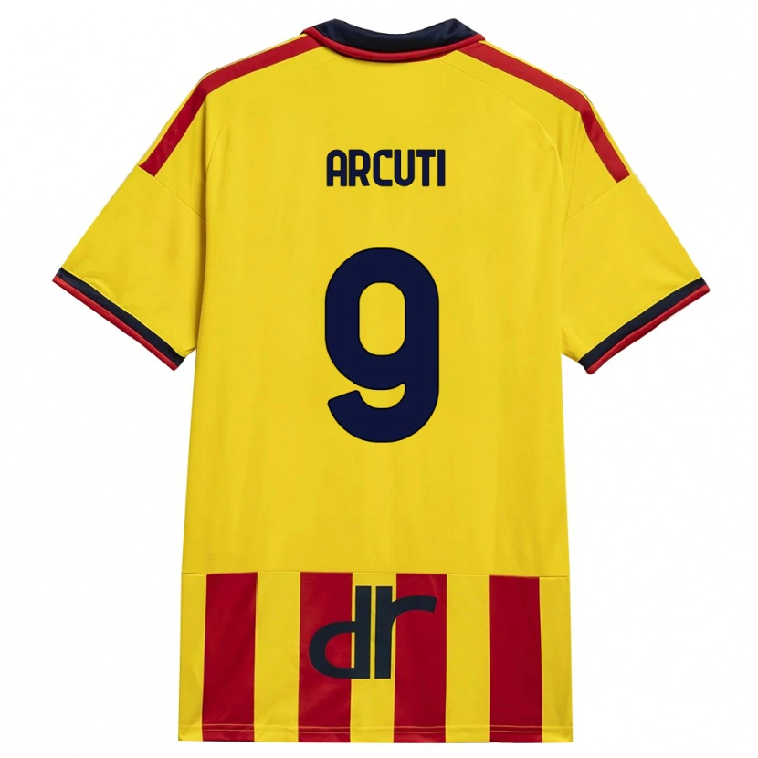DanxenメンズGabriele Arcuti#9イエロー レッドホームシャツ2026/27ジャージーユニフォーム